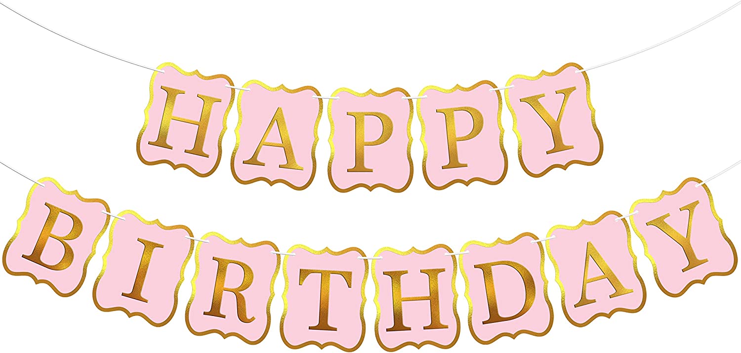 Large, 10 Feet Happy Birthday Banner Pink